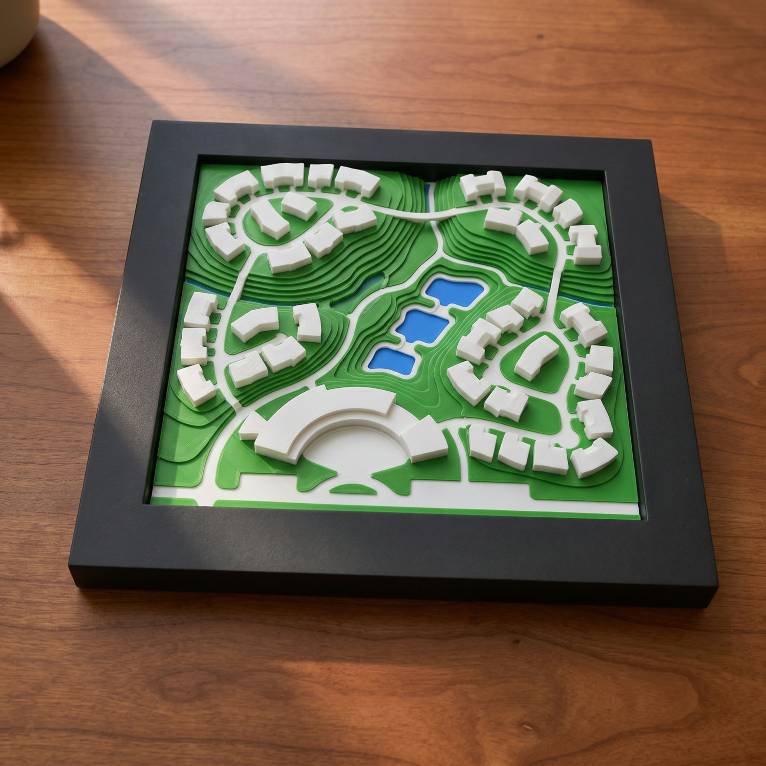 Custom 3D model of a hillside compound
